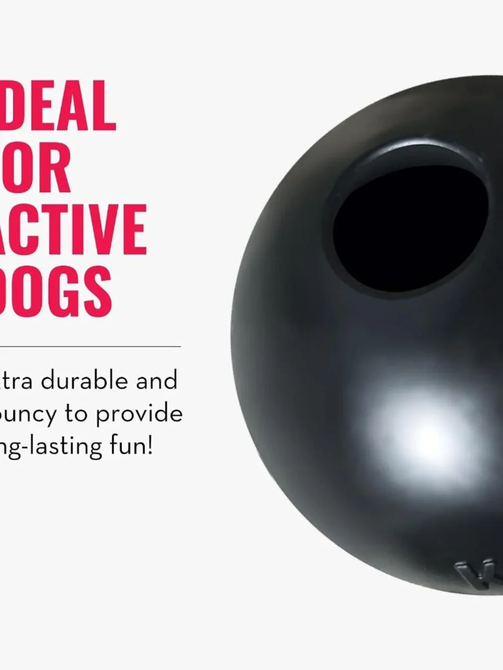 KONG Extreme Ball with Hole Dog Fetch Toy M/L Durable Natural Rubber Black